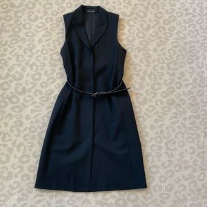 Theory black wool vest-style dress with belt. Really sleek and sophisticated.